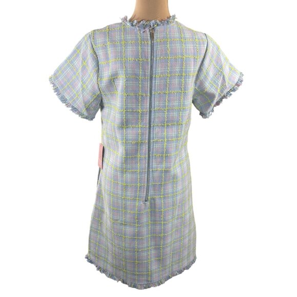 New Ivy City Co Reese Shift Dress in Periwinkle Blue M Medium Tweed - Picture 3 of 9